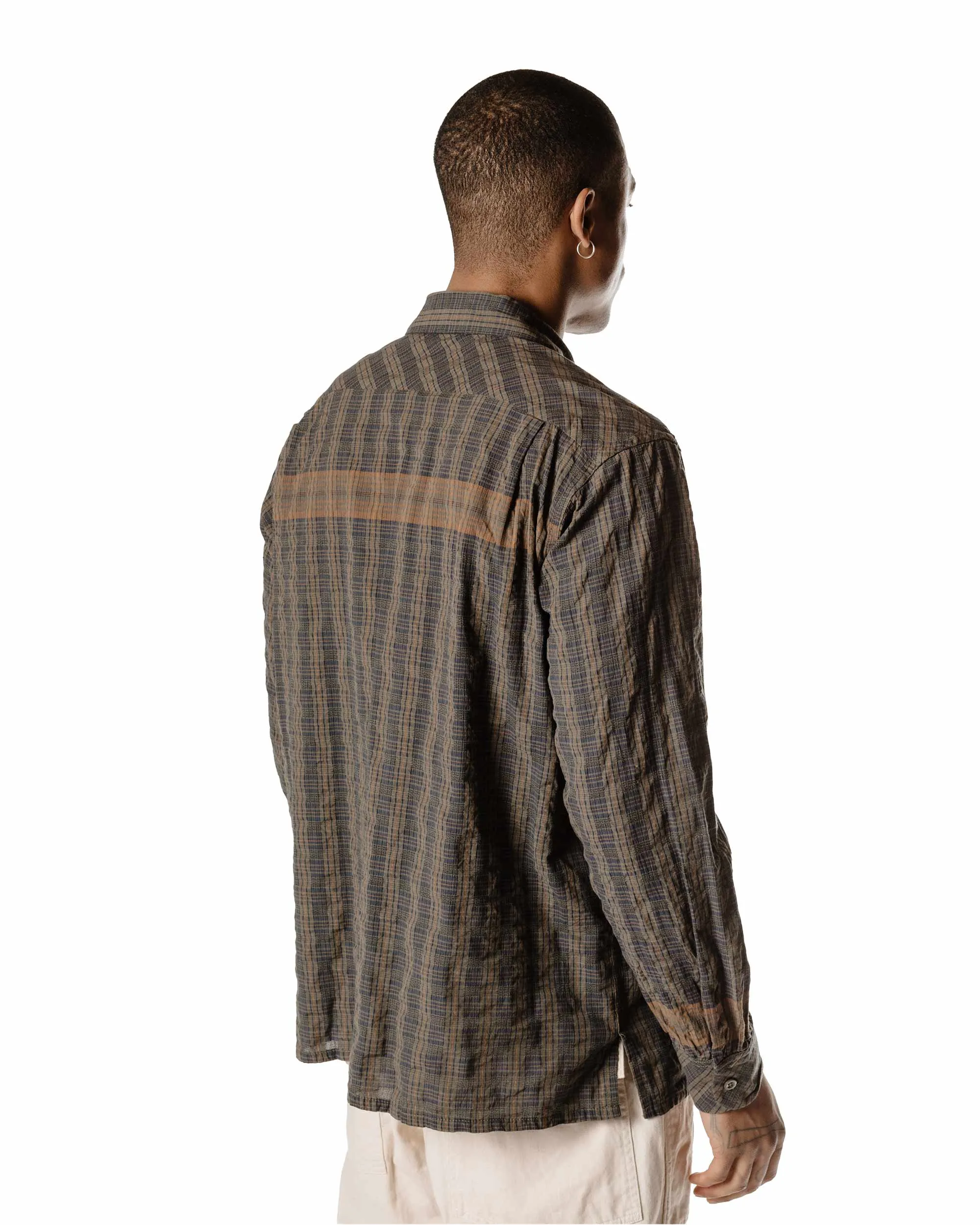 Engineered Garments Classic Shirt Olive Small Seersucker Plaid