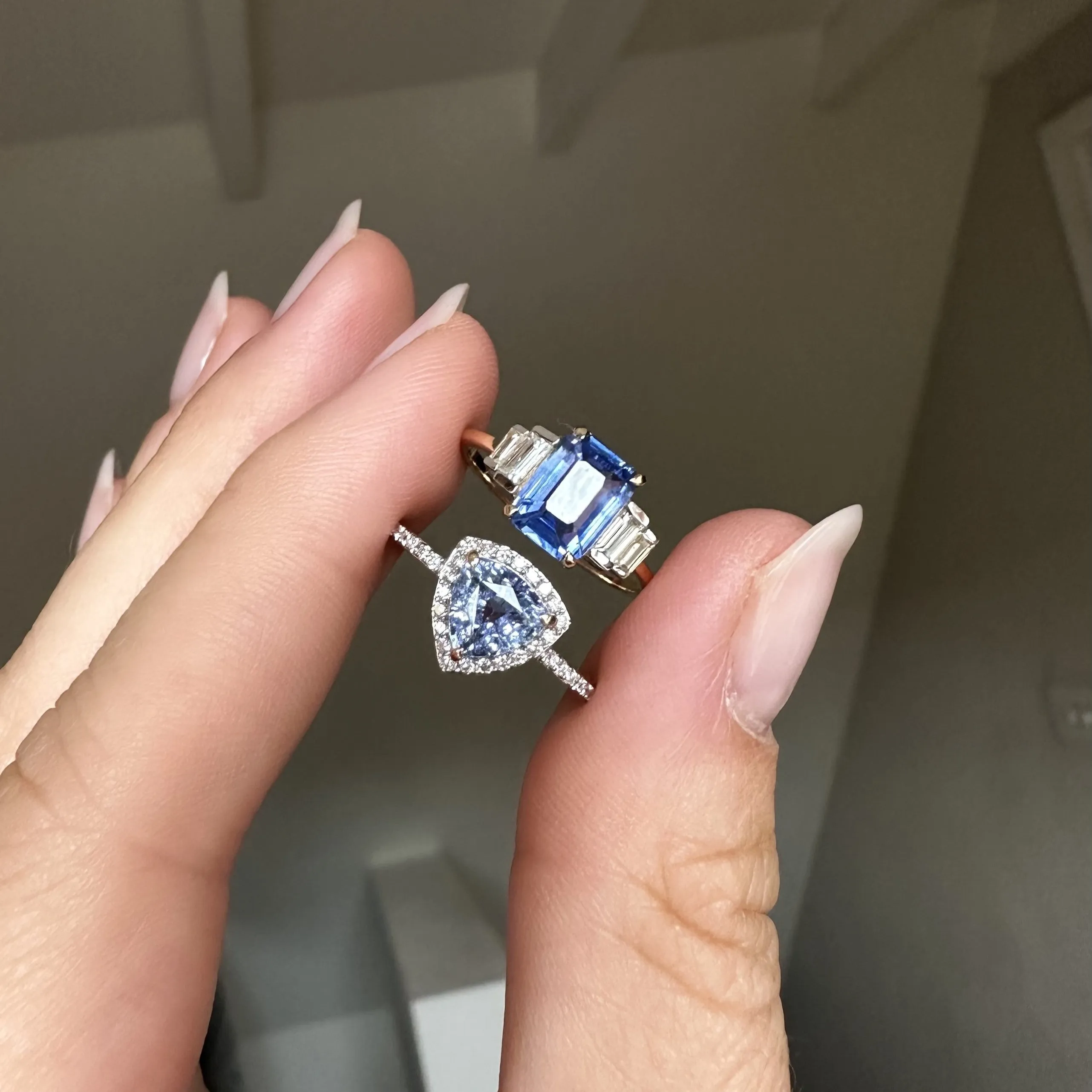 Exclusive Sapphire and White Sapphire Baguette Ring- Size Small