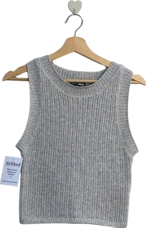 Fashion Nova Grey Ribbed Knit Tank Top UK 6