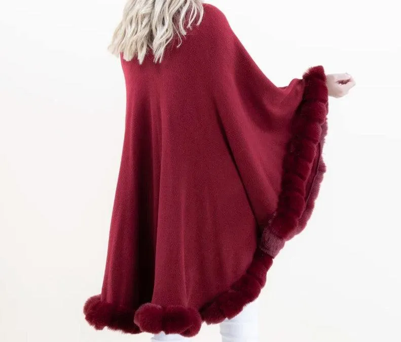 Faux Fur Trim Cape