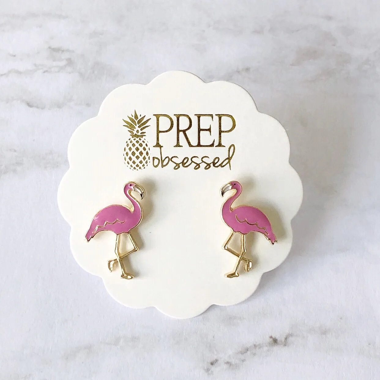 Flamingo Signature Enamel Studs by Prep Obsessed