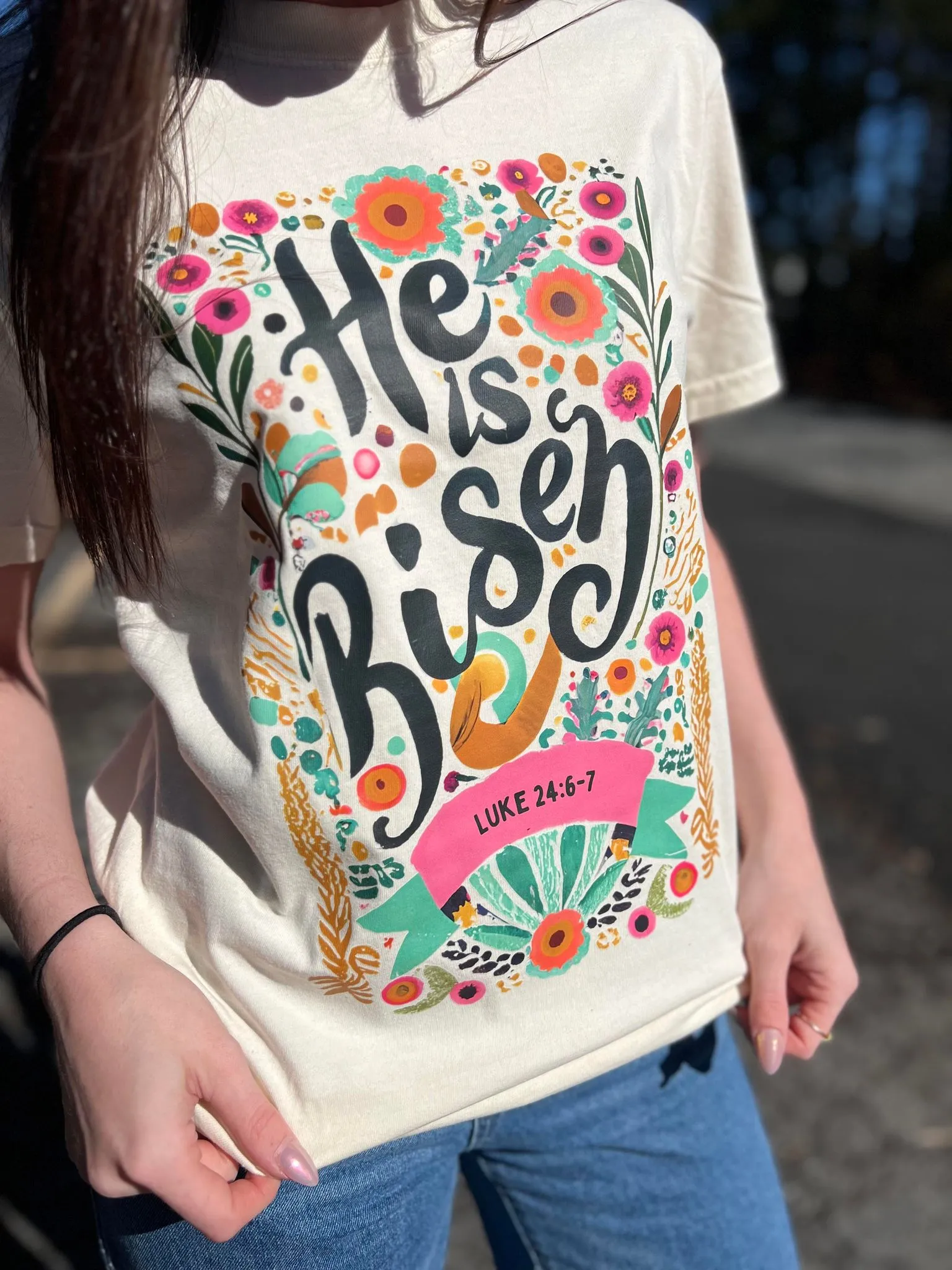 Floral He is Risen Tee