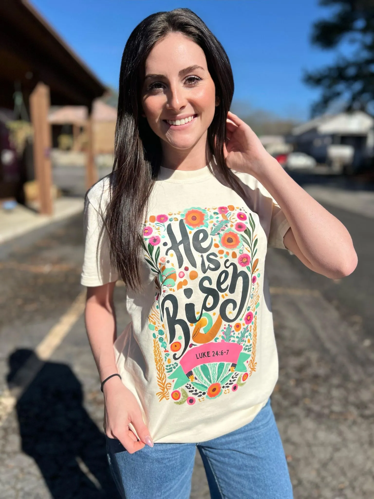 Floral He is Risen Tee