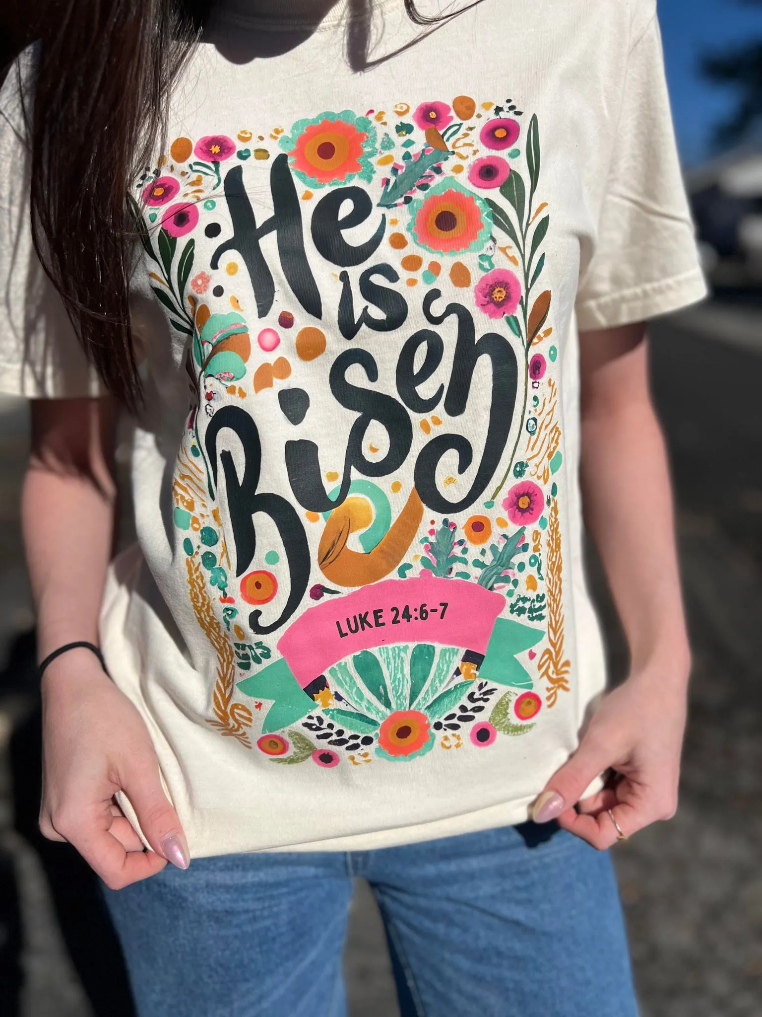 Floral He is Risen Tee