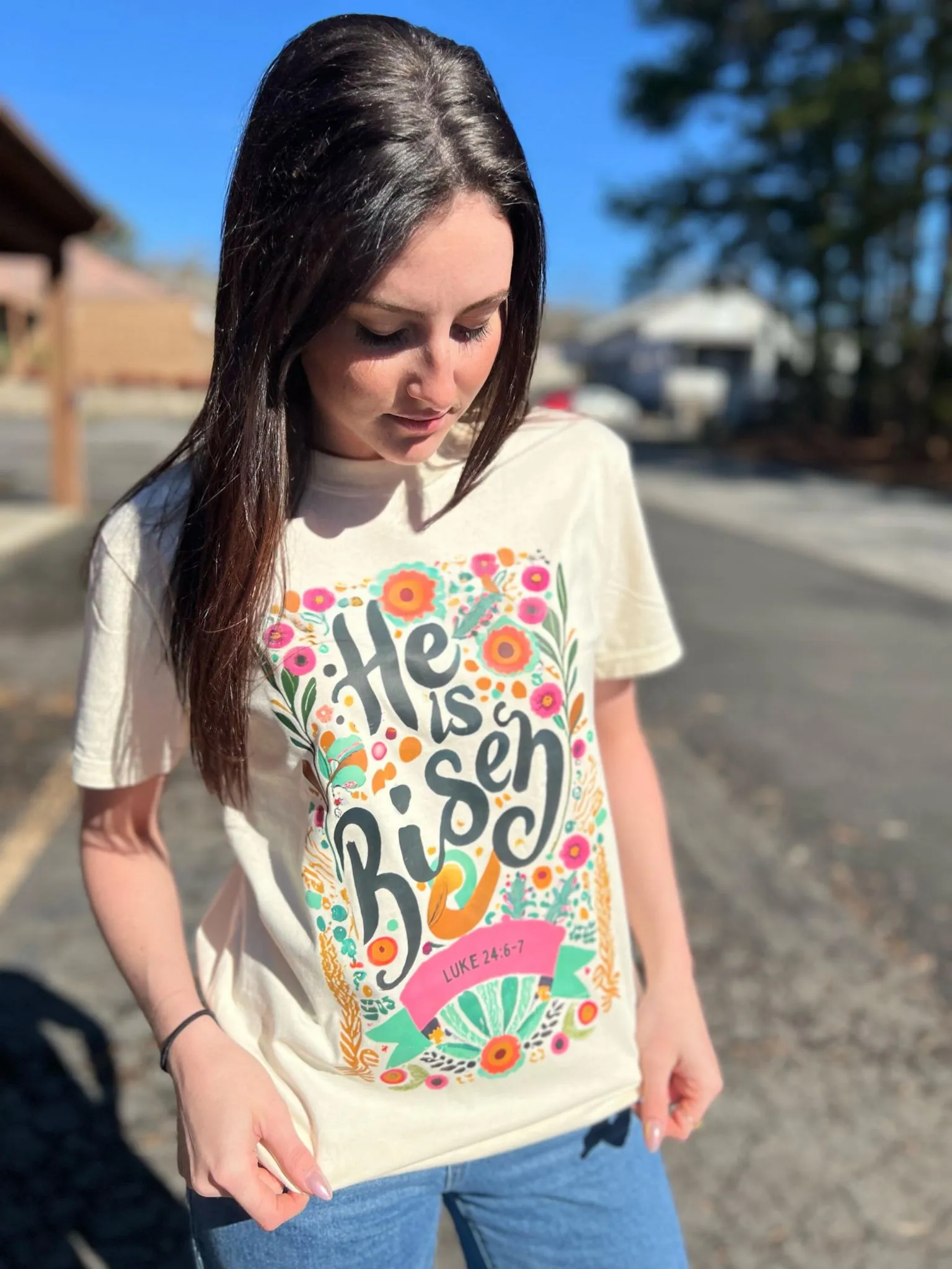 Floral He is Risen Tee