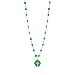 Flower Classic Gigi Emerald Diamond Necklace, Yellow Gold, 16.5"