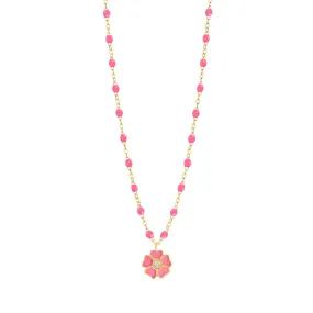 Flower Classic Gigi Pink diamond necklace, Yellow Gold, 16.5"