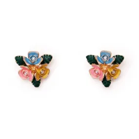 Flower stud earrings : Hand painted earrings