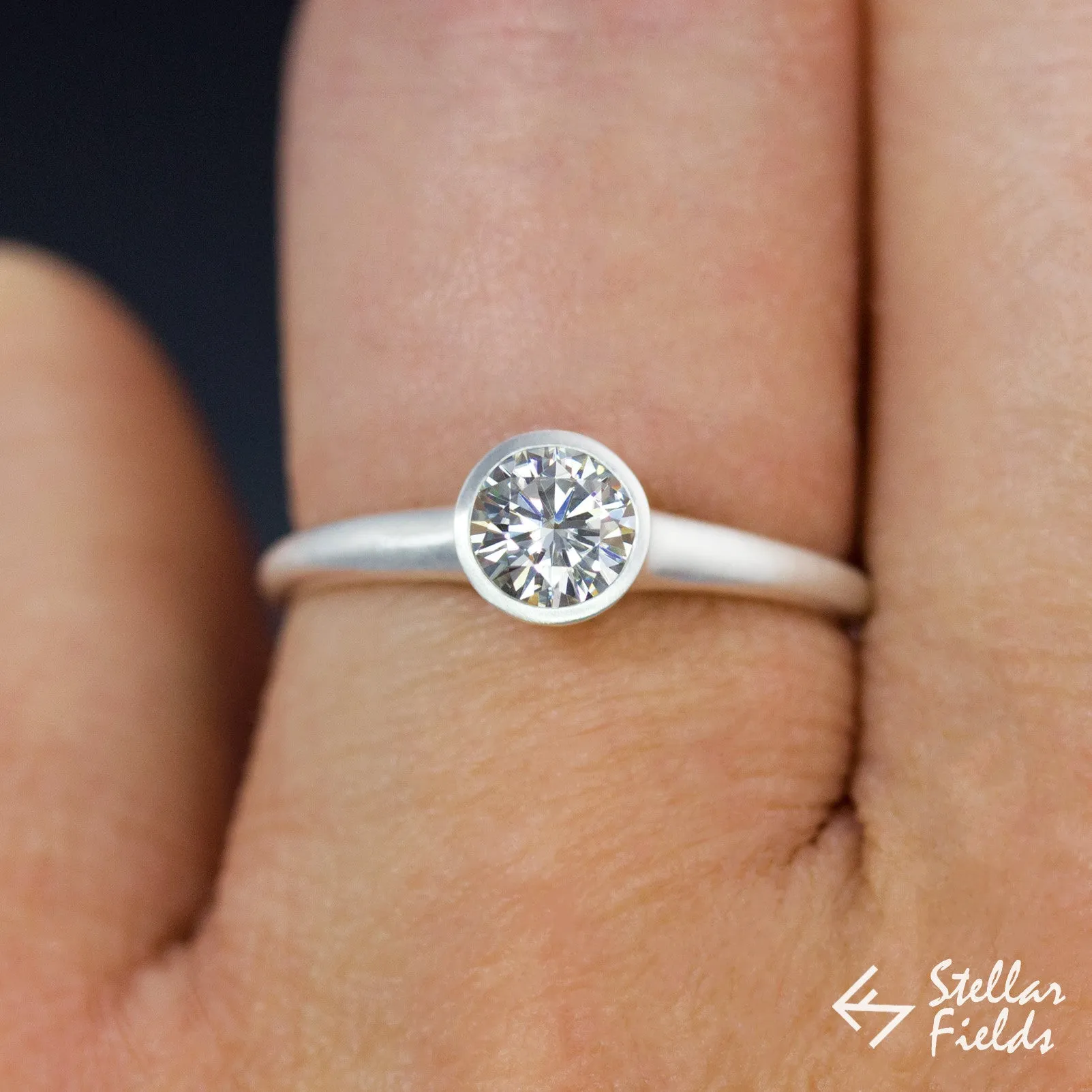 Forever Brilliant Moissanite Full Bezel Set Engagement Ring