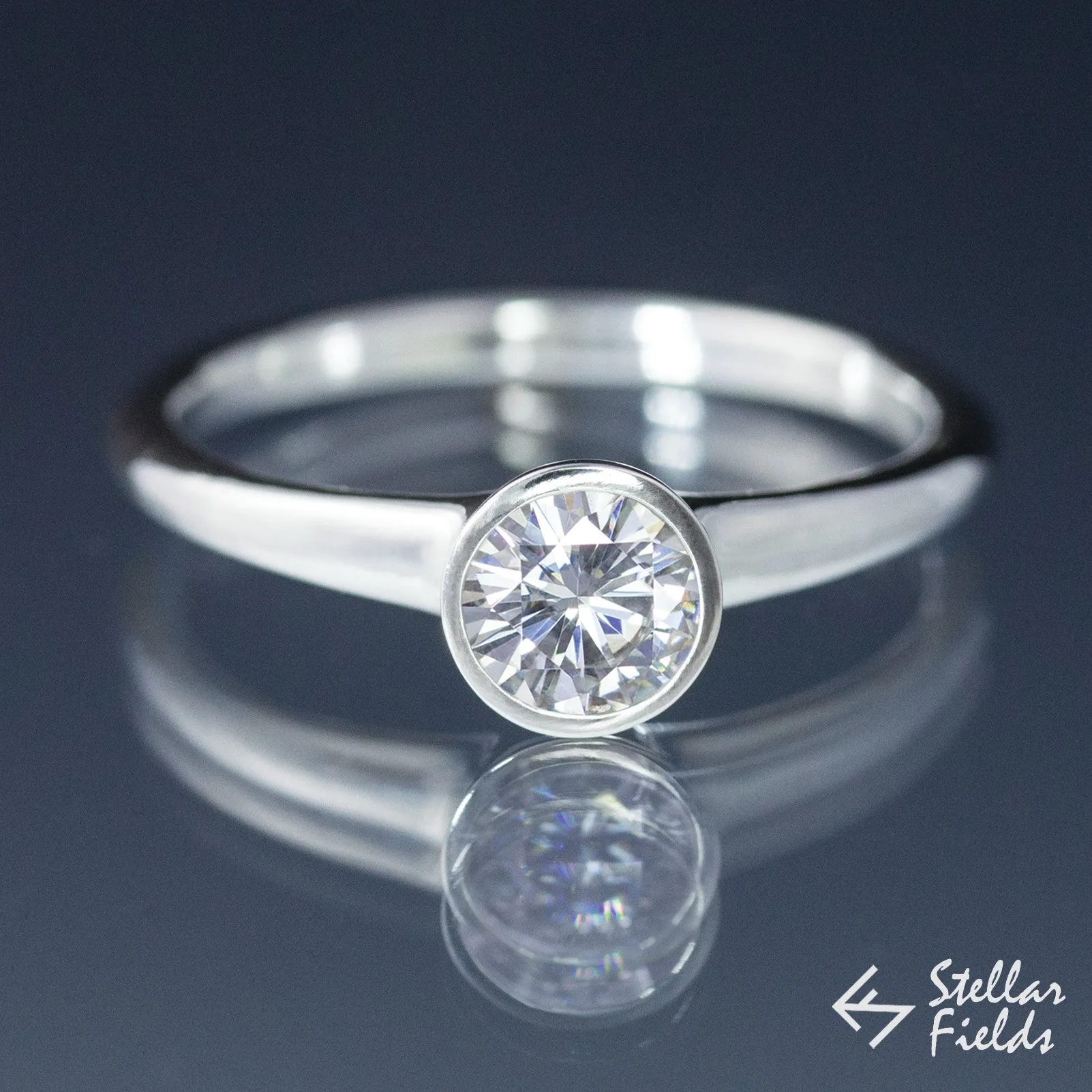 Forever Brilliant Moissanite Full Bezel Set Engagement Ring