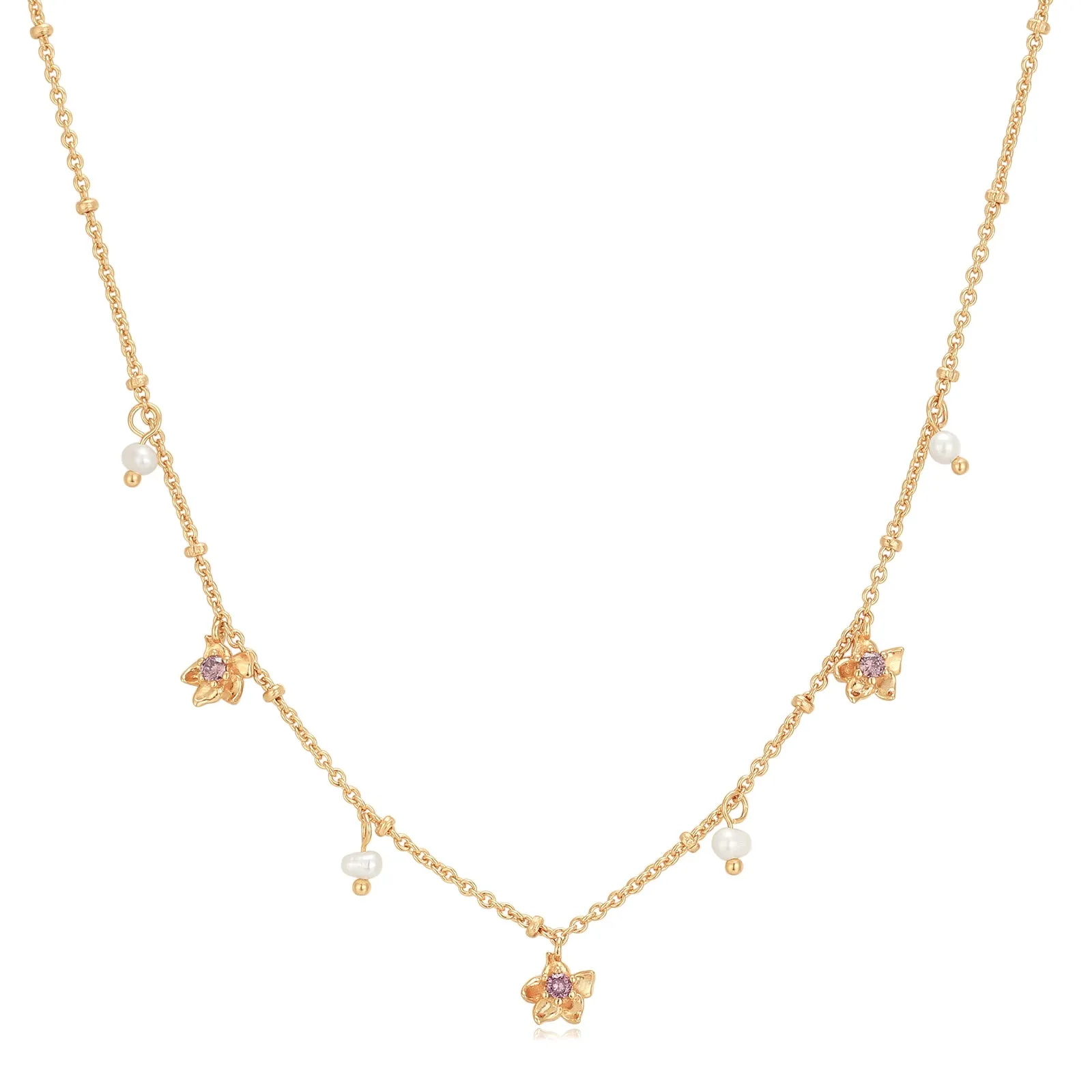 Freshwater Pearl Floral Gold Choker - Iris