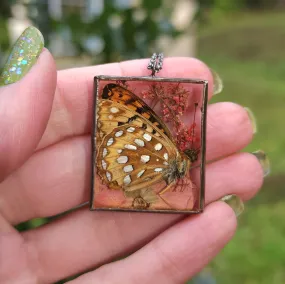 Fritillary Flower Shadowbox Necklace