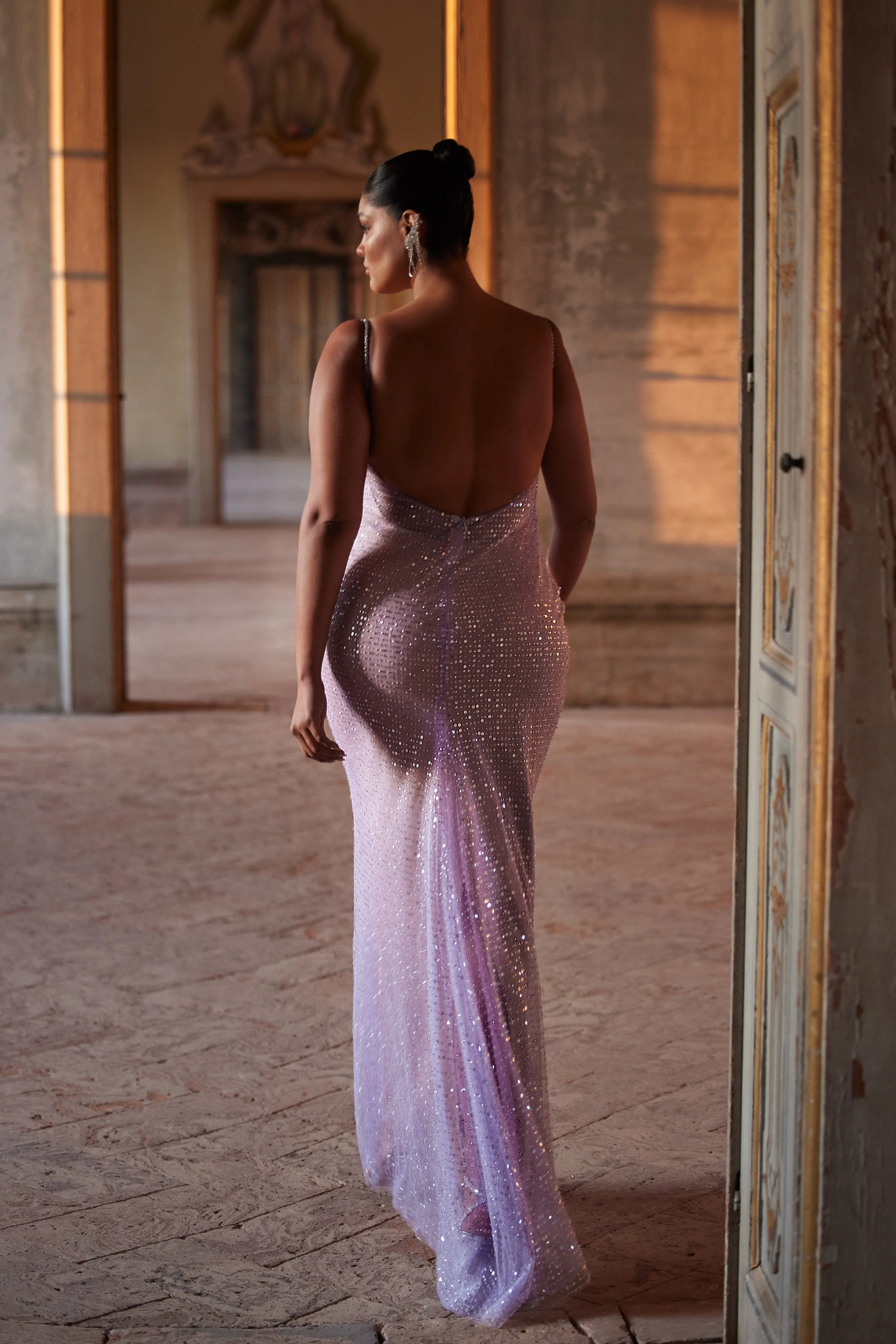 Gala lavender glittering maxi dress