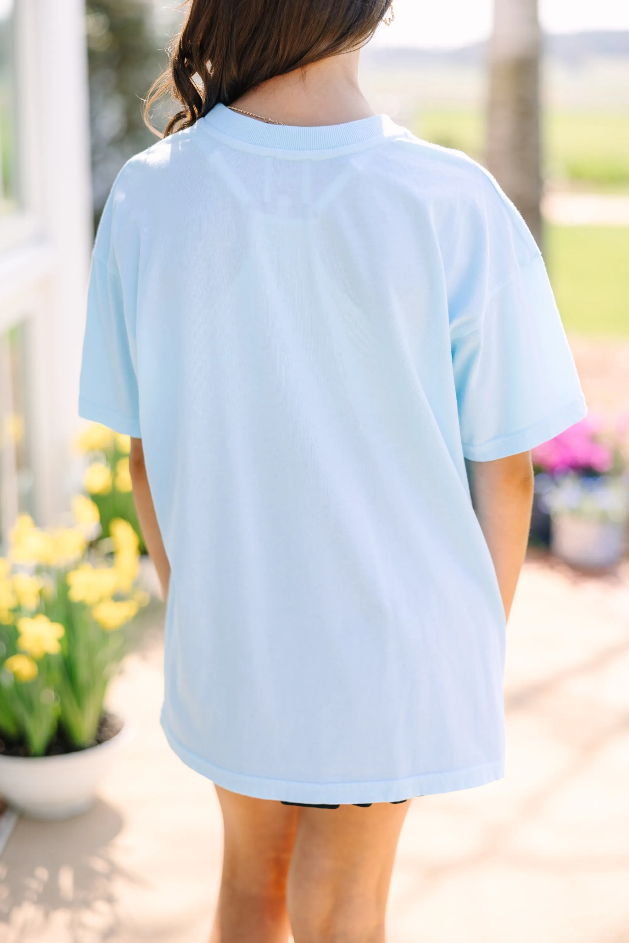 Girls: Lightning Bolt Blue Oversized Graphic Tee