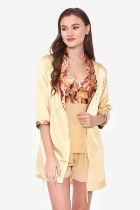 Gold Chiffon Night suit with Satin Robe