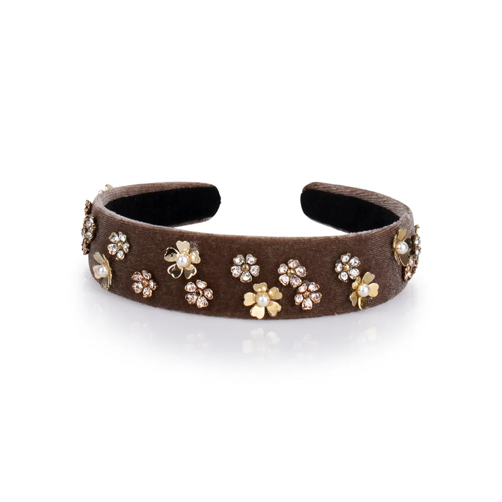 GOLD FLOWER VELVET HAIRBAND