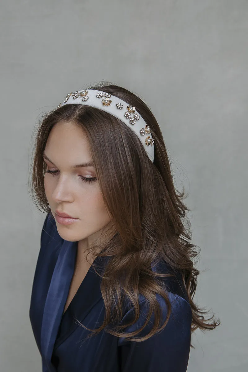 GOLD FLOWER VELVET HAIRBAND