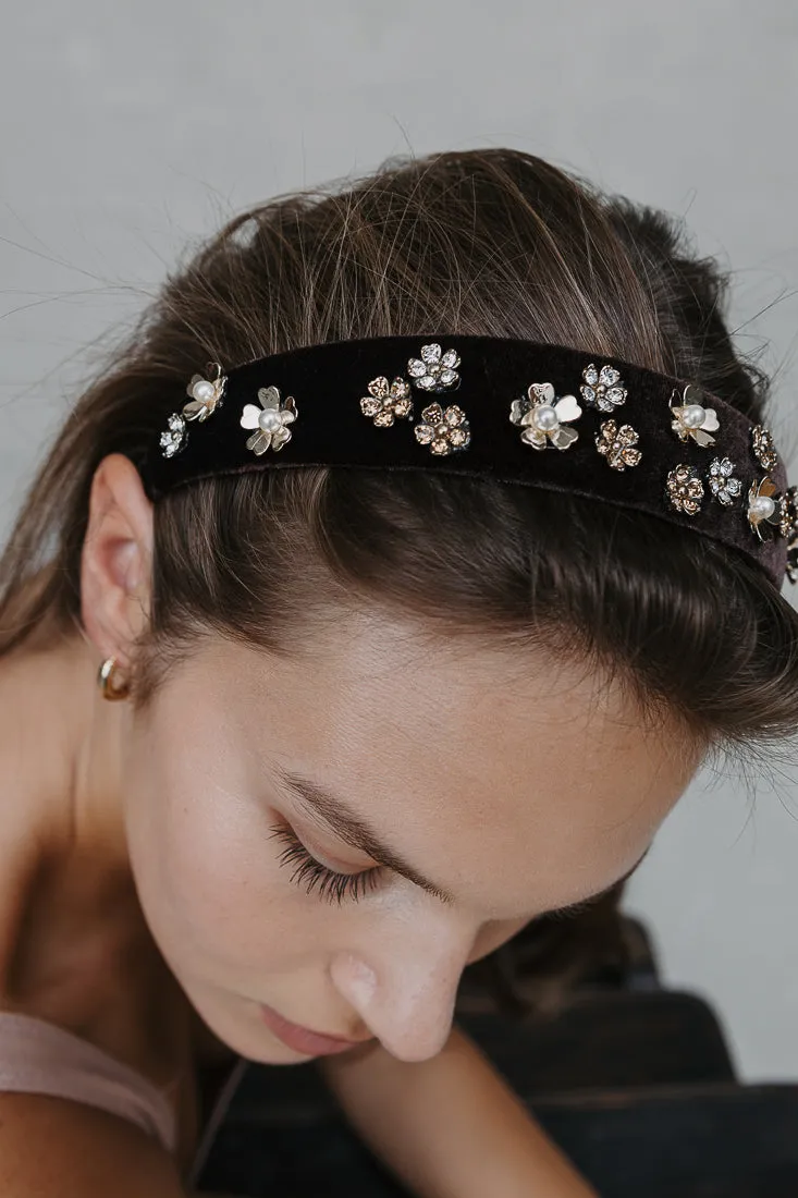 GOLD FLOWER VELVET HAIRBAND