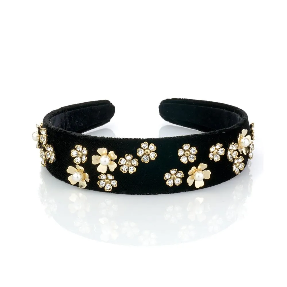 GOLD FLOWER VELVET HAIRBAND