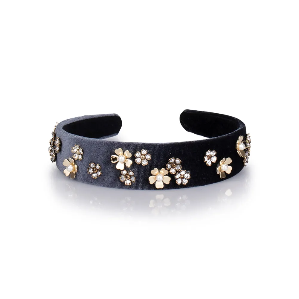 GOLD FLOWER VELVET HAIRBAND