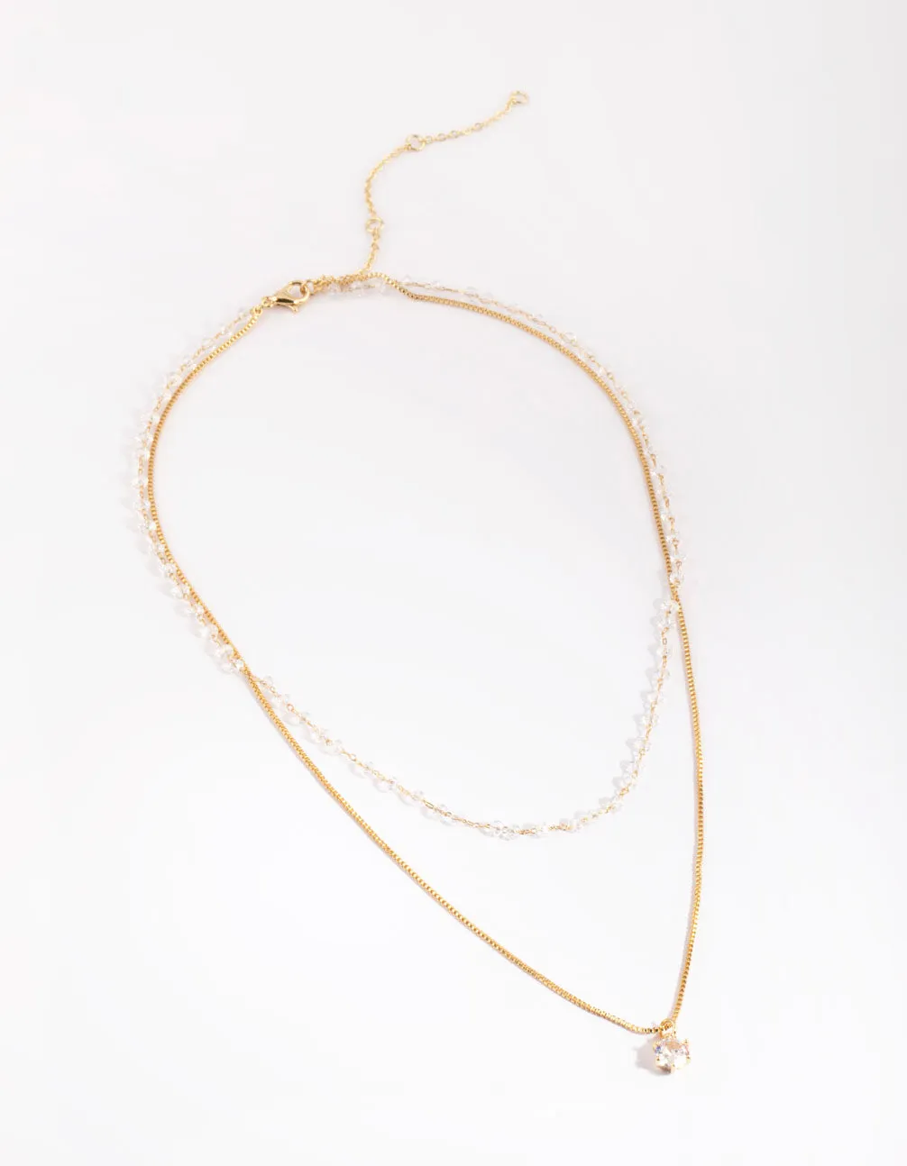 Gold Plated Necklace with Clear Stones