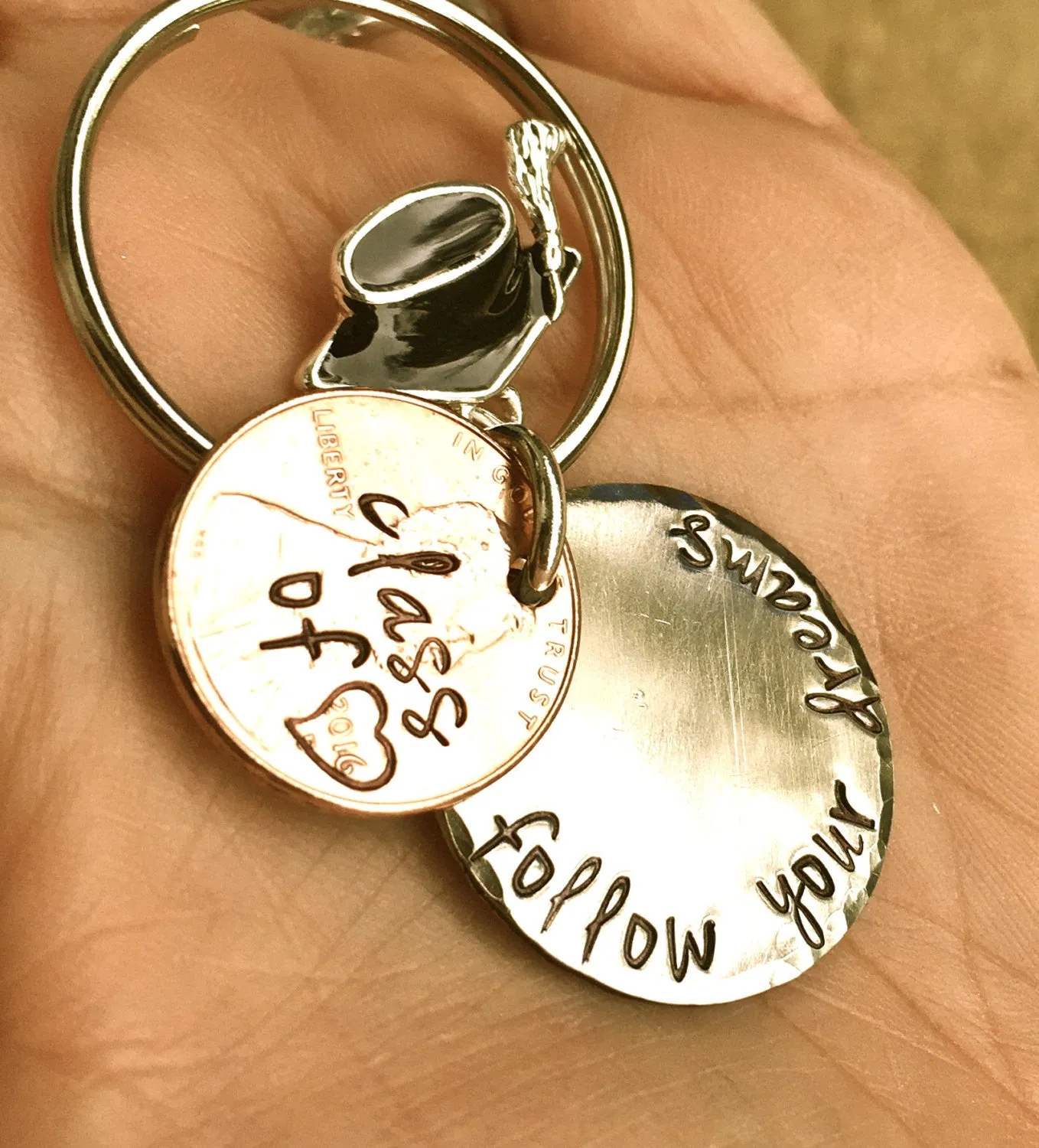 Graduation Gifts, Personalized Penny Keychain, Grad Gifts, Penny Keychains, Gradaution 2016, Follow Your Dreams, Do What You Love