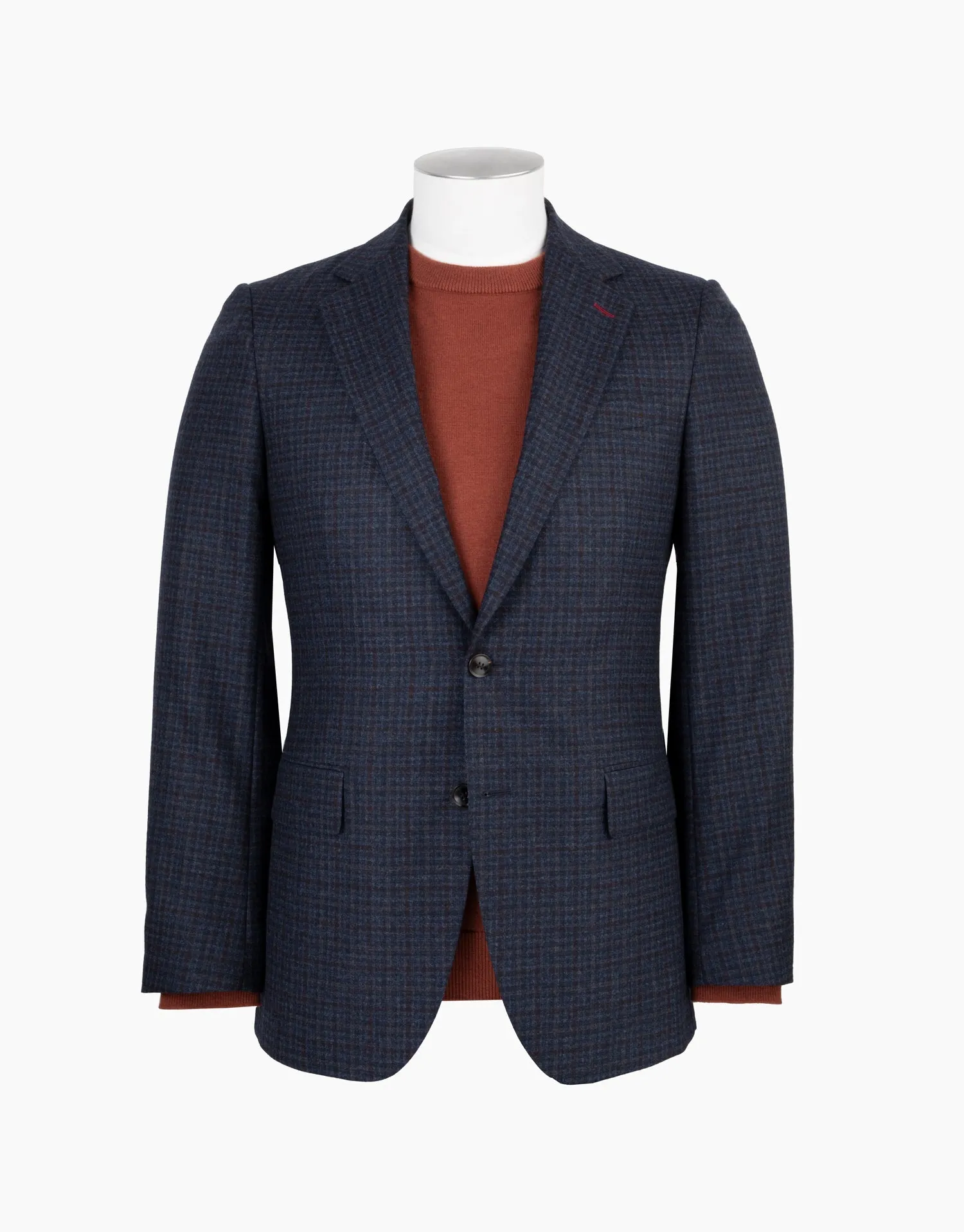 Hawker Navy Blue & Maroon Check Flannel Blazer