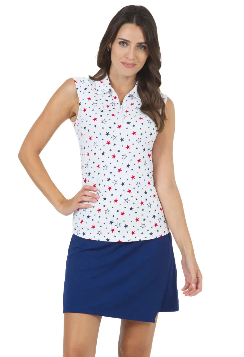 IBKUL Celebration Print Sleeveless Polo