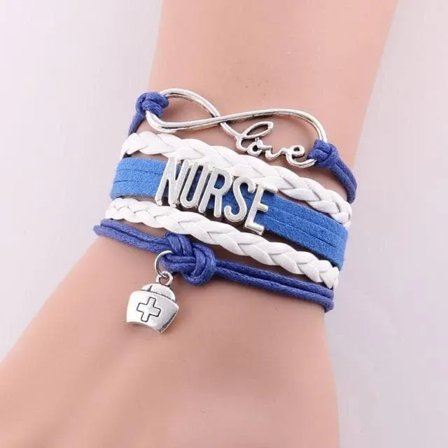 Infinity Love Nurse Hat Charm Bracelet Gift for Nurses