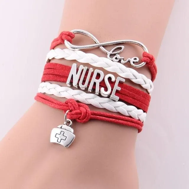 Infinity Love Nurse Hat Charm Bracelet Gift for Nurses