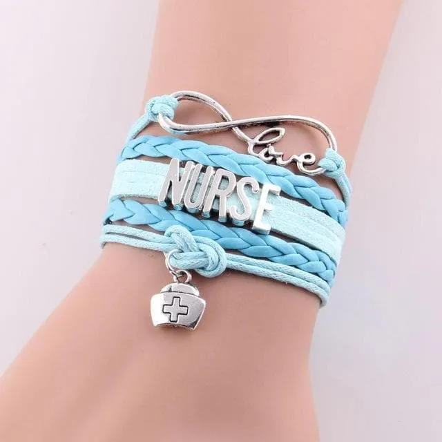 Infinity Love Nurse Hat Charm Bracelet Gift for Nurses