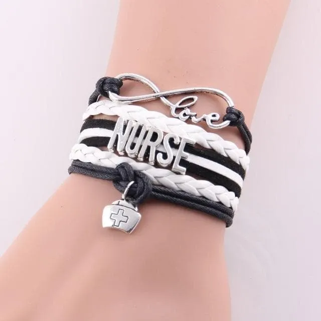 Infinity Love Nurse Hat Charm Bracelet Gift for Nurses