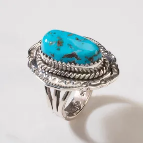 Joe Piaso Jr. Sleeping Beauty Turquoise Navajo USA Native American Made 925 Sterling Silver Ring