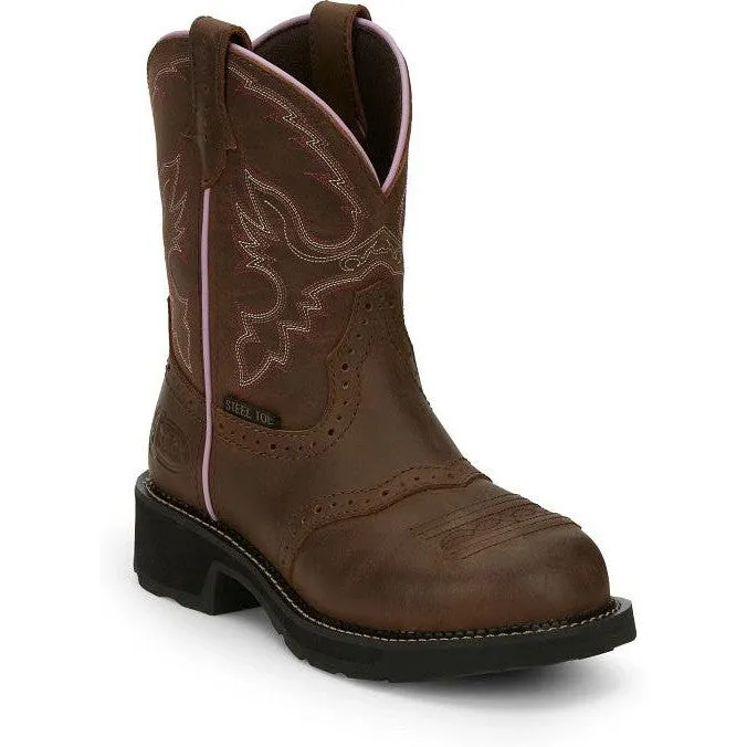 Justin Women's Wanette 8" ST Western Work Boot -Brown- GY9980