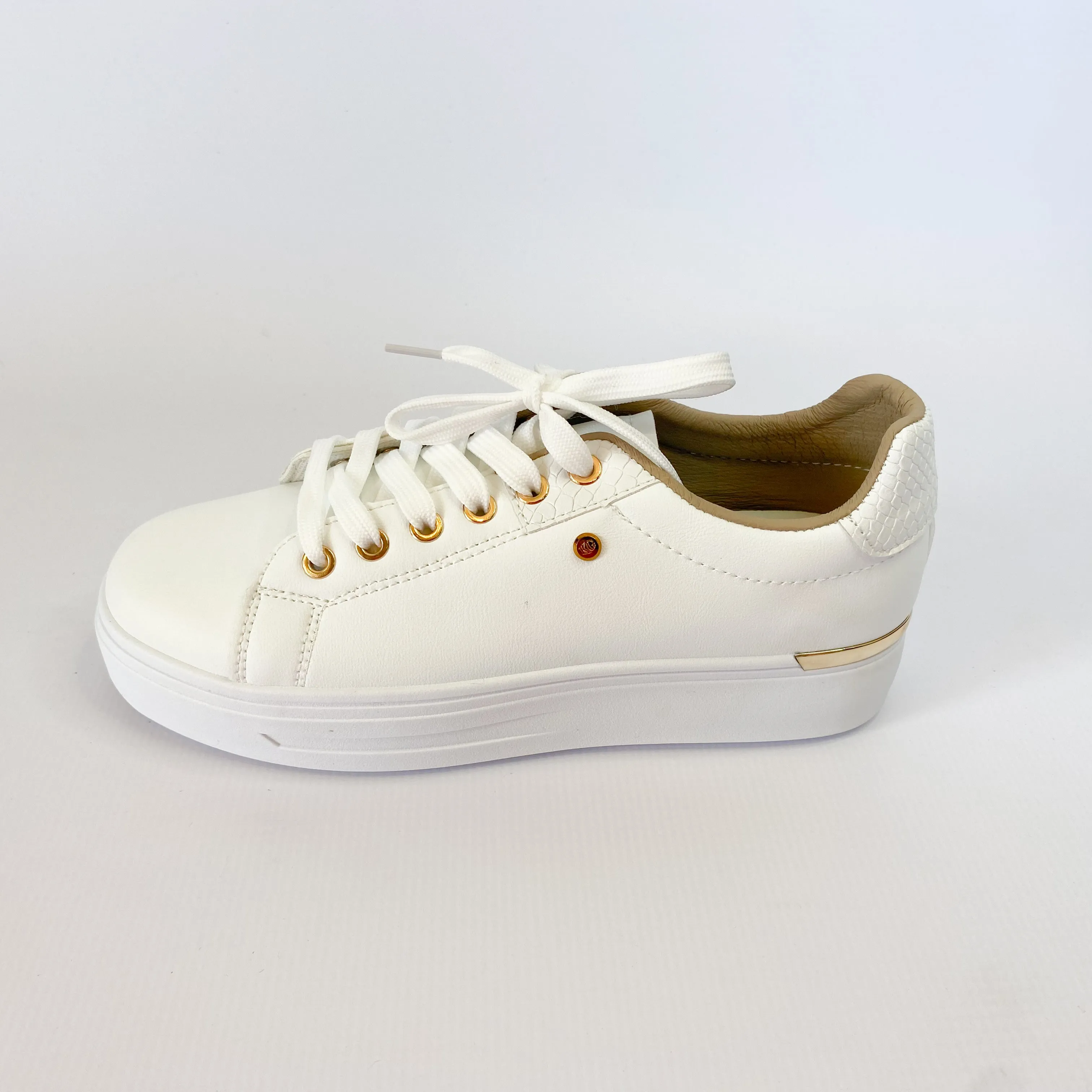 KG white with gold eyelet sneaker