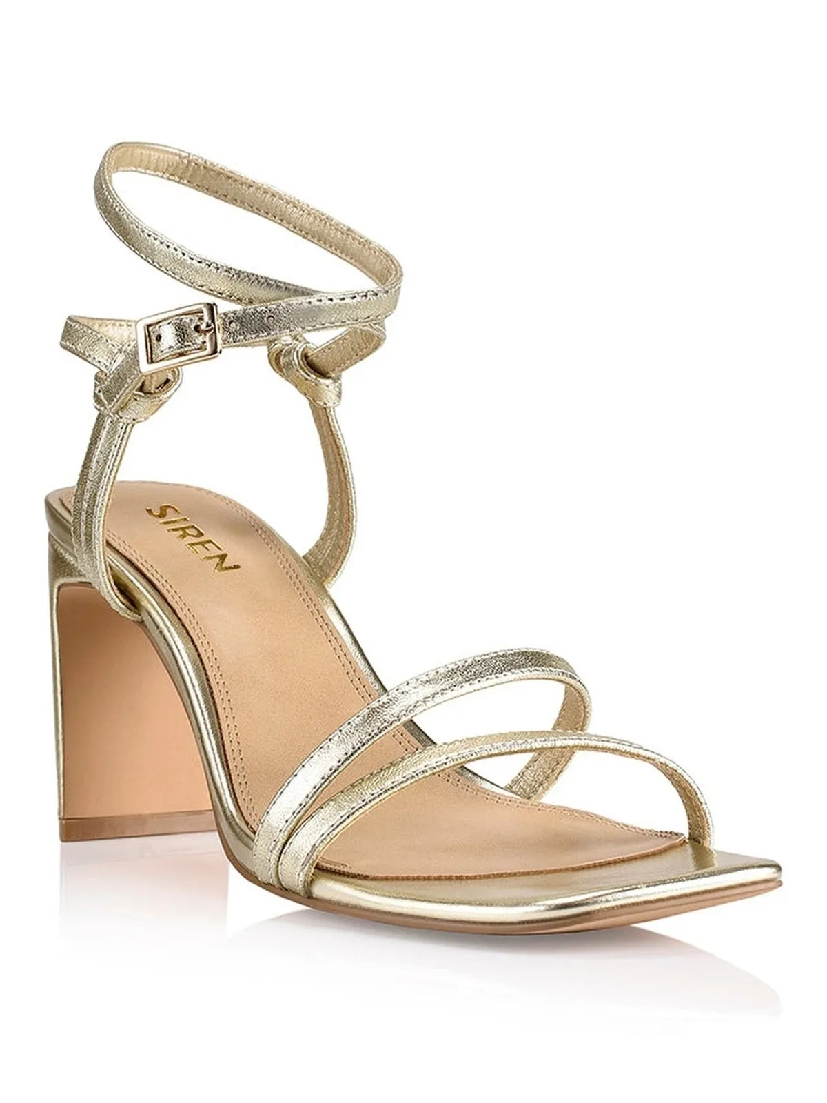 Kianna Block Heel Sandals - Soft Gold Leather