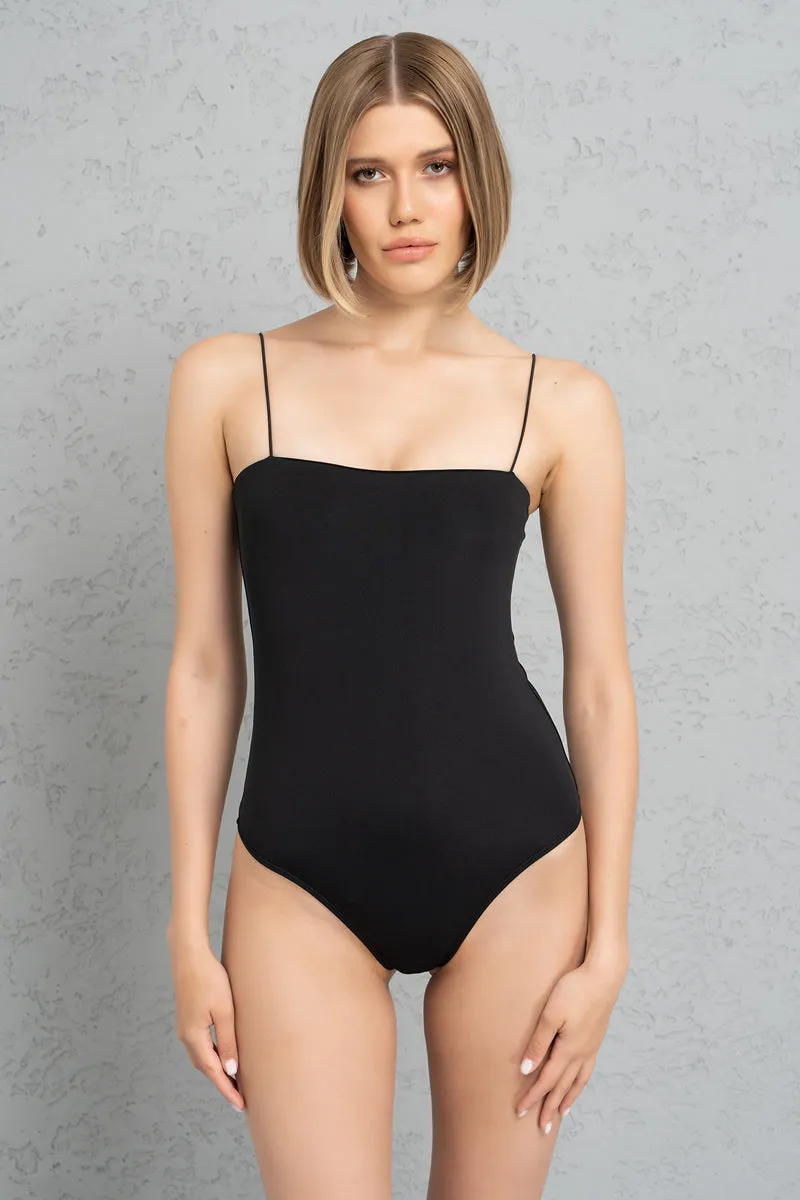 Kikiriki Cyberslut Y2K Square Neck Basic Bodysuit - Black