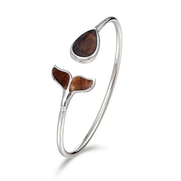 Koa Wood Whale Tail Sleek Bangle