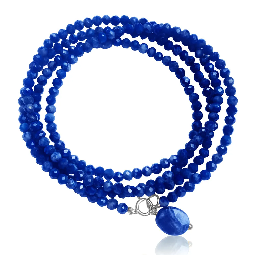 Lapis Lazuli Wrap Bracelet to Bring Self Awareness - Silver