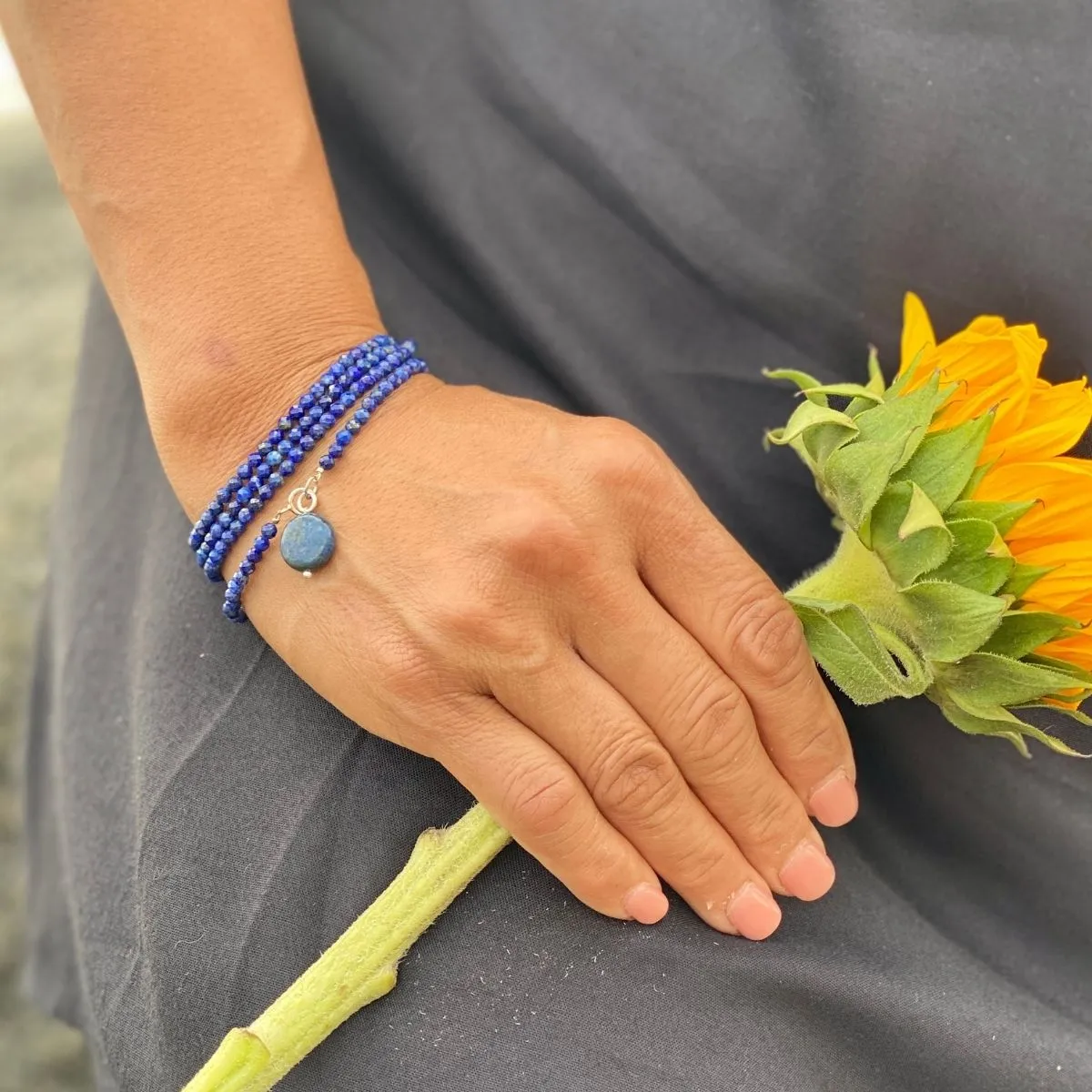 Lapis Lazuli Wrap Bracelet to Bring Self Awareness - Silver