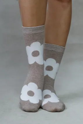 LARGE FLOWER SOCKS EARTH