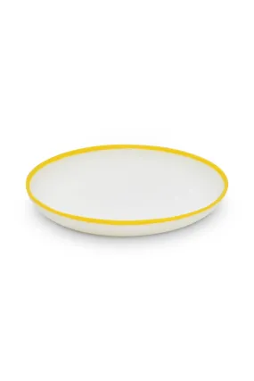 LIGNE Medium Plate in White With Sunshine Yellow Rim