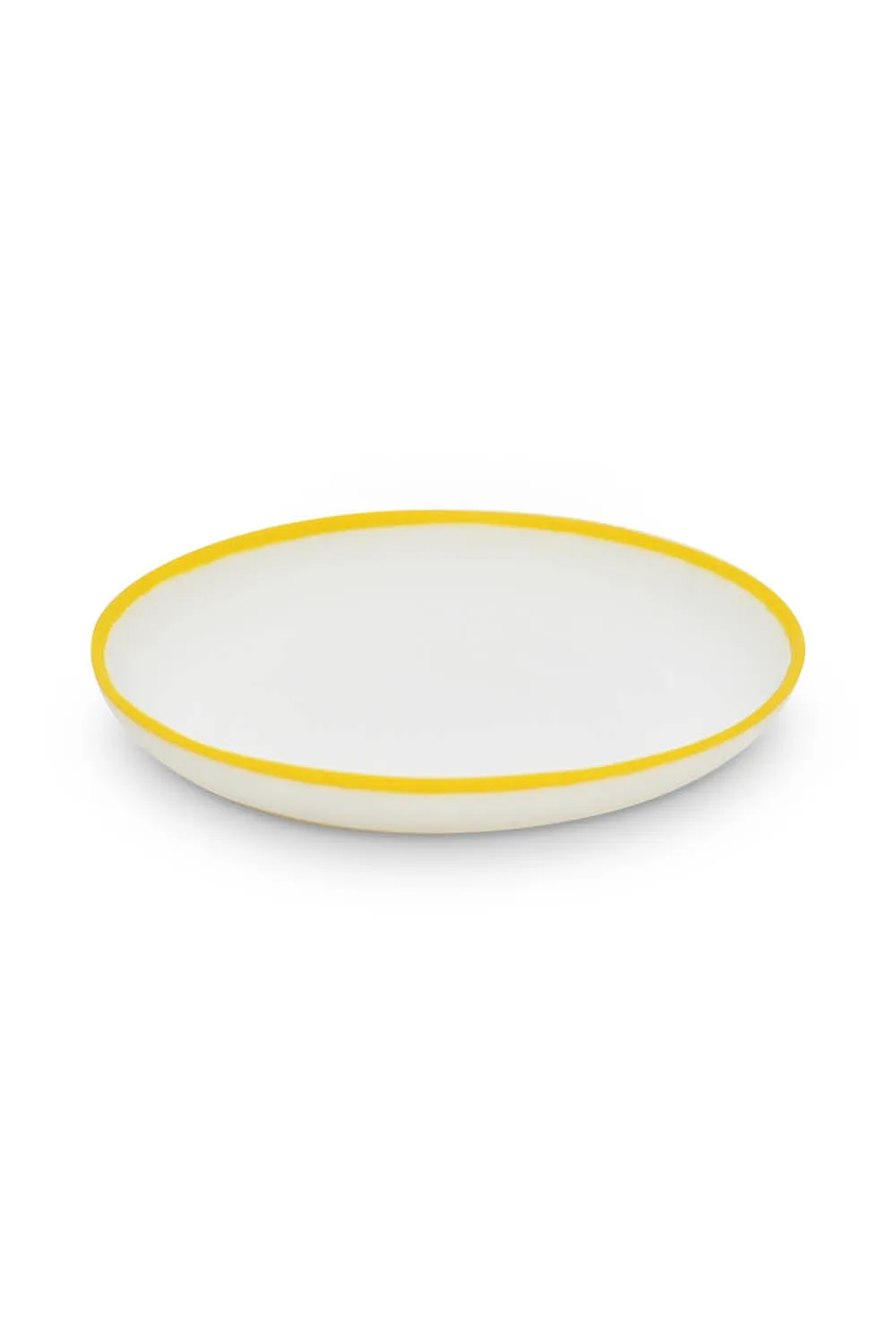 LIGNE Medium Plate in White With Sunshine Yellow Rim