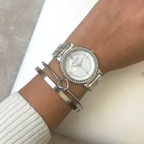 Lorissa Silver Watch Bracelet Stack