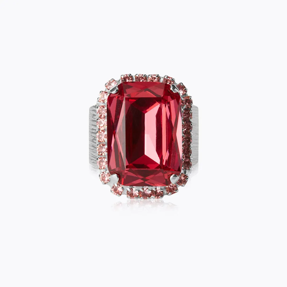 Lydia Cocktail Ring / Mulberry Red   light Rose