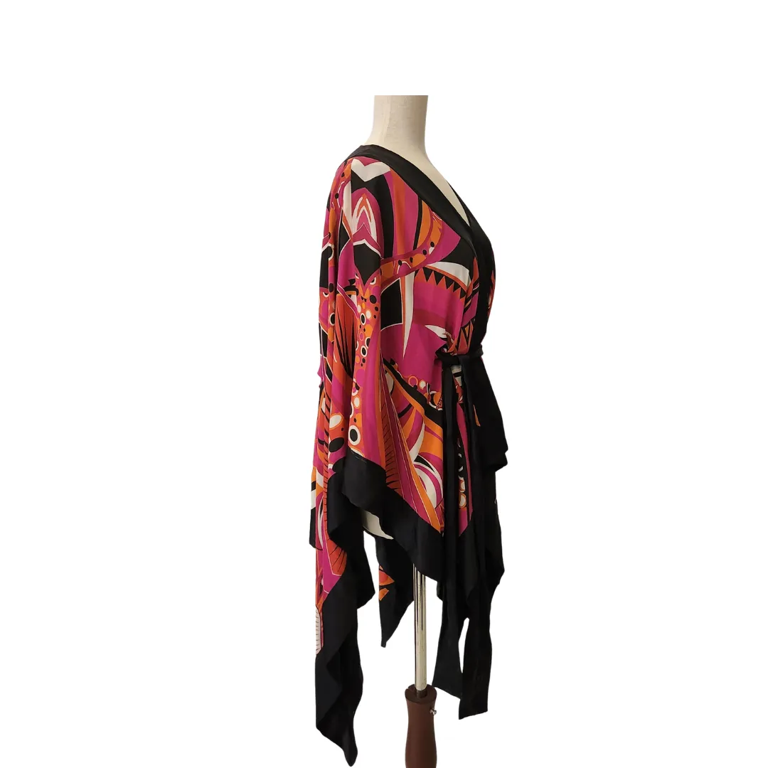 Maheen Karim Pink and Orange Printed Wrap Top | Brand New |