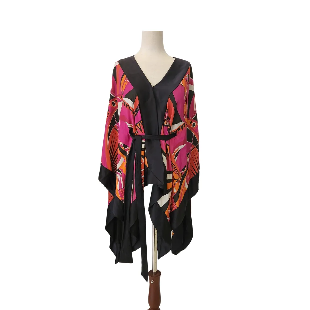 Maheen Karim Pink and Orange Printed Wrap Top | Brand New |