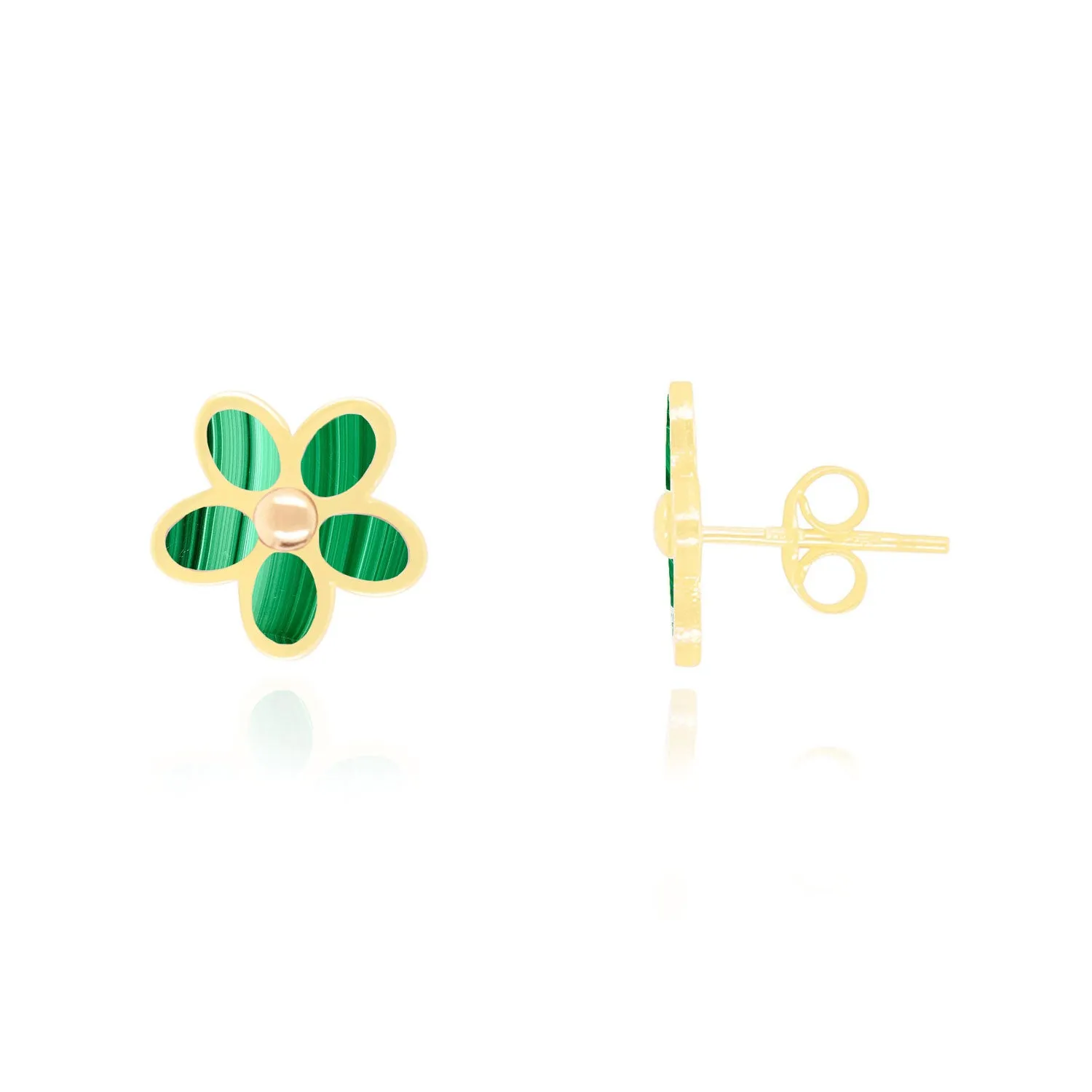 Malachite Flower Stud Earrings