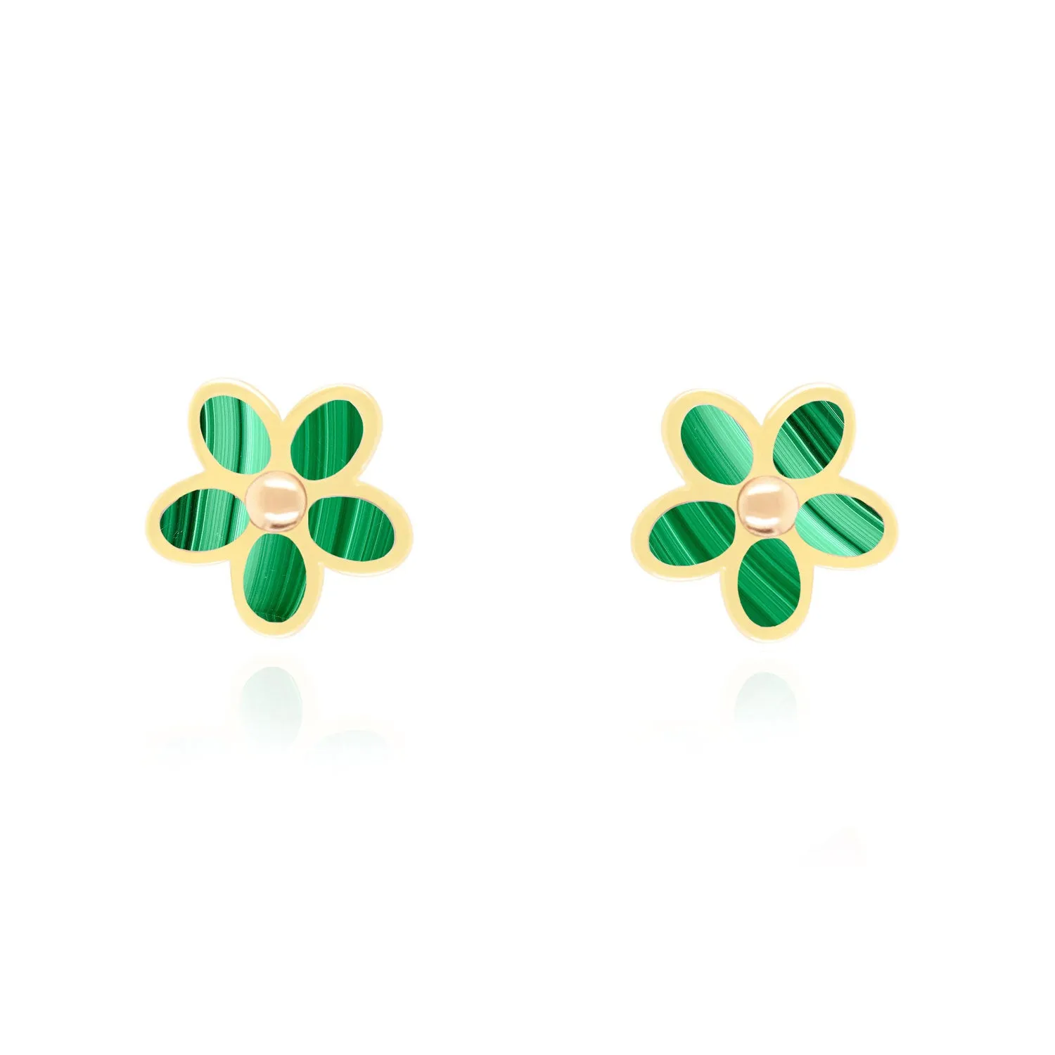 Malachite Flower Stud Earrings