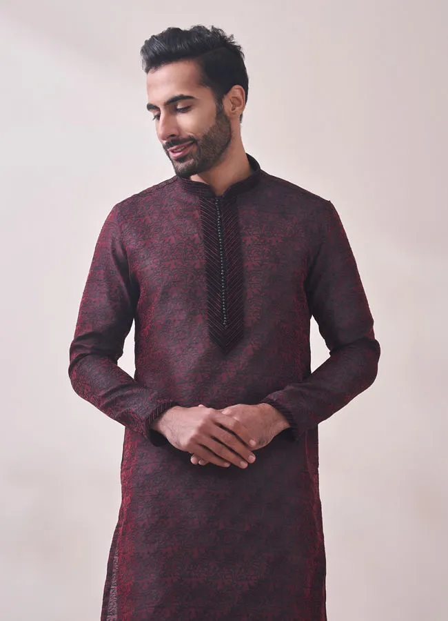 Manyawar Classy Maroon Kurta Set